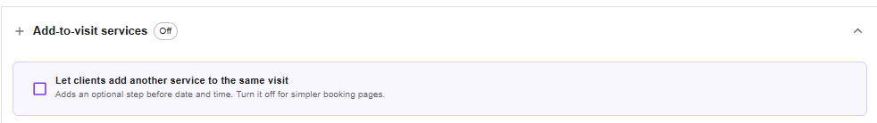 Add-on visit services toggle